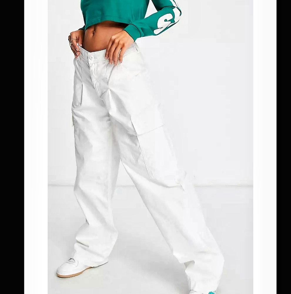NWOT ASOS White Wide Leg Cargo Pants